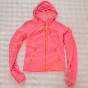 Lululemon womens zipper hoodie bright coral pink orange size 6